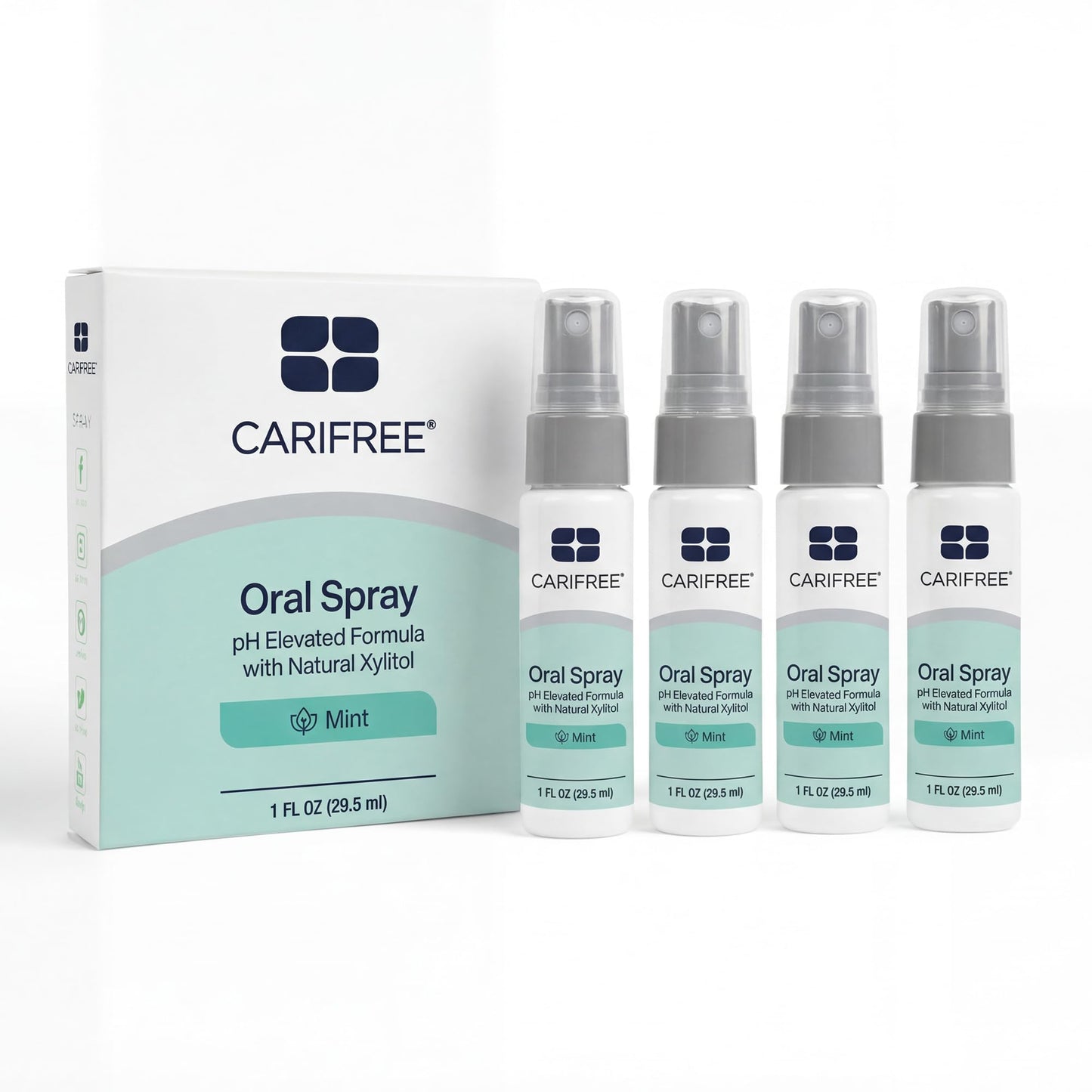 CariFree Oral Spray, Mint Flavored, Xylitol for Moisturization, Neutralizes pH, Fluoride-Free, Freshen Breath, Recommended by Dentists, Dentist Developed, 4 Bottles (1 fl. oz. Each)