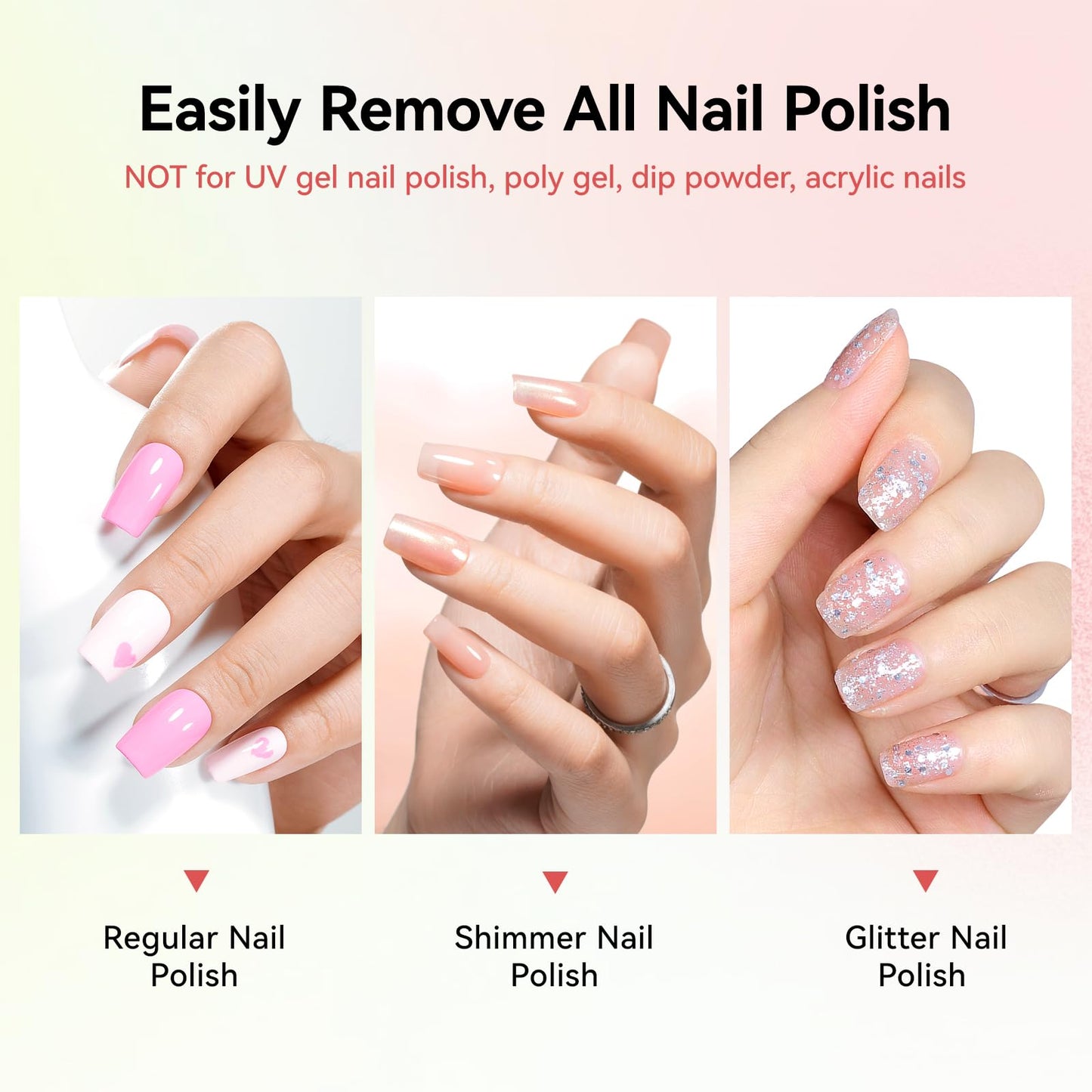 Nailshion Nail Polish Remover Pads, 140 Pcs Travel Fingernail Polishes Wipes in 4 Boxes, Non-Acetone | 3-5s Quick Removal | VE Moisturing, Lint-free Handy Wipes to Clean Polish, Watermelon Scent