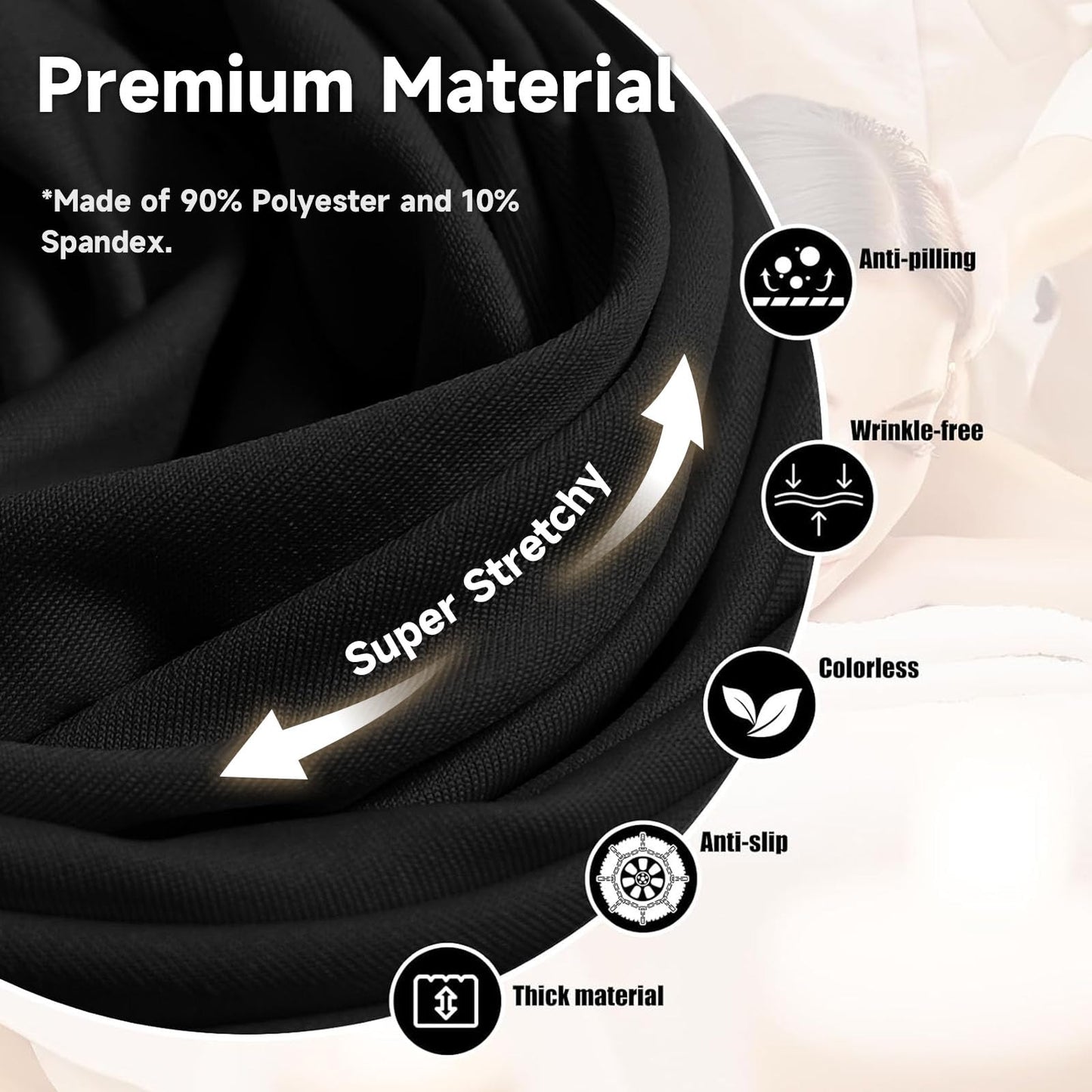 Elastic Lash Bed Cover Black Massage Table Cover Made of 90% Polyester and 10% Spandex, Spa Sheet Set for Lash Extension Bed or Massage Table