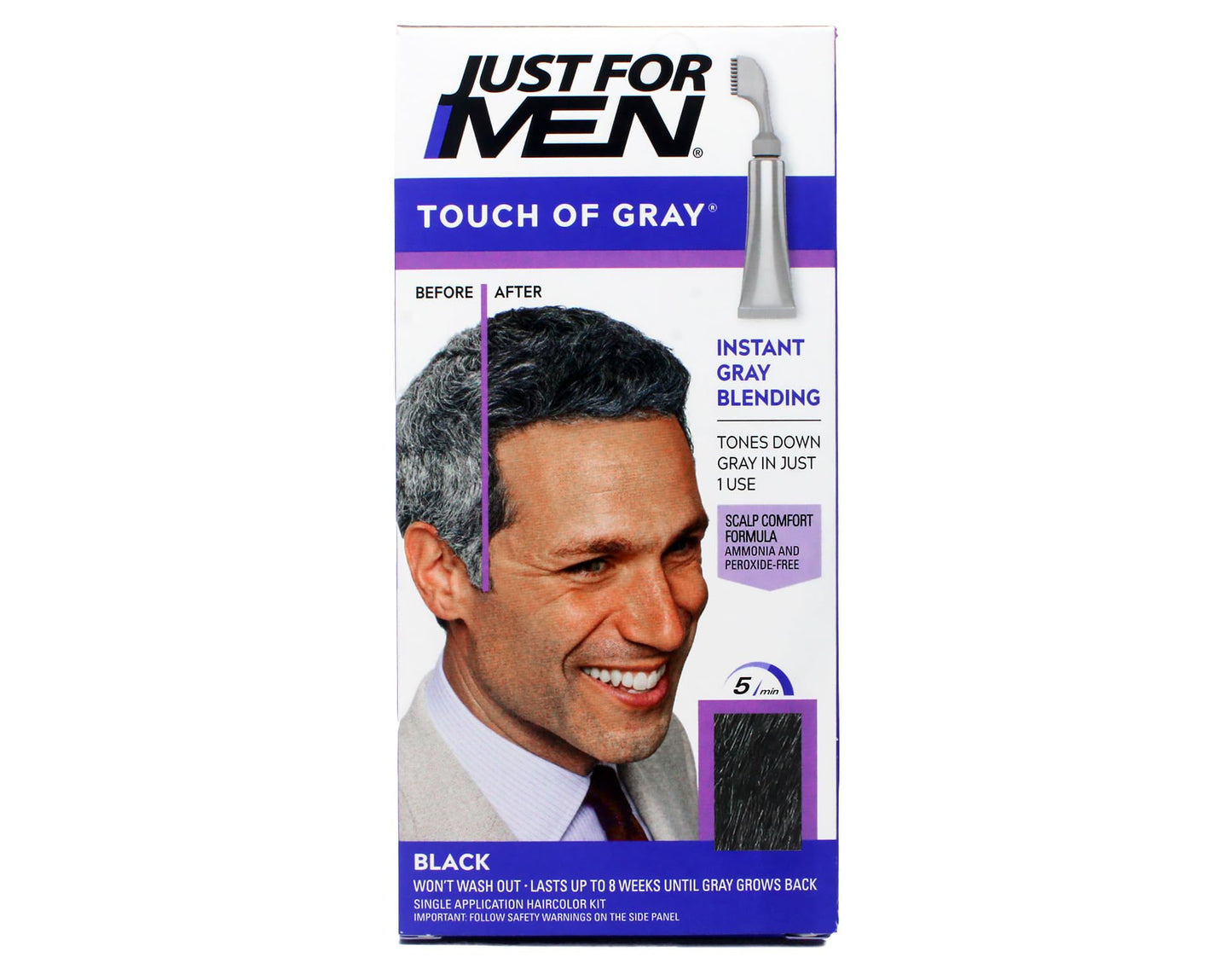 Just for Men Hair Color - Touch of Gray, Black-Gray. 3 Pack