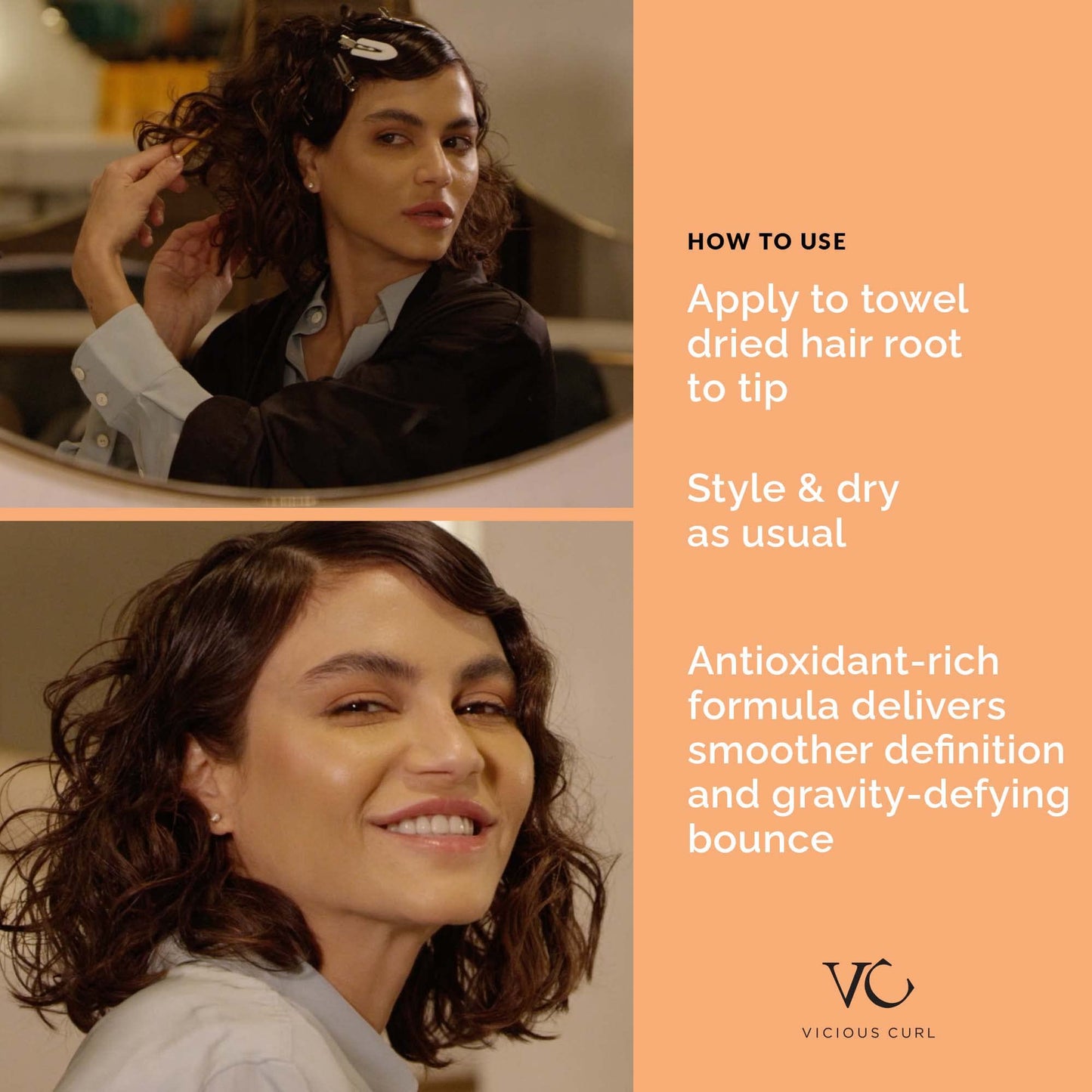 VICIOUS CURL Anti-Gravity Styling Cream – No-Crunch Curl Defining Cream for Wavy & Curly Hair, Curl Types 2A 2B 2C 3A 3B 3C, CGM Approved – Frizz Control, Lightweight Hold, Leave-In Cream, 6 Fl Oz