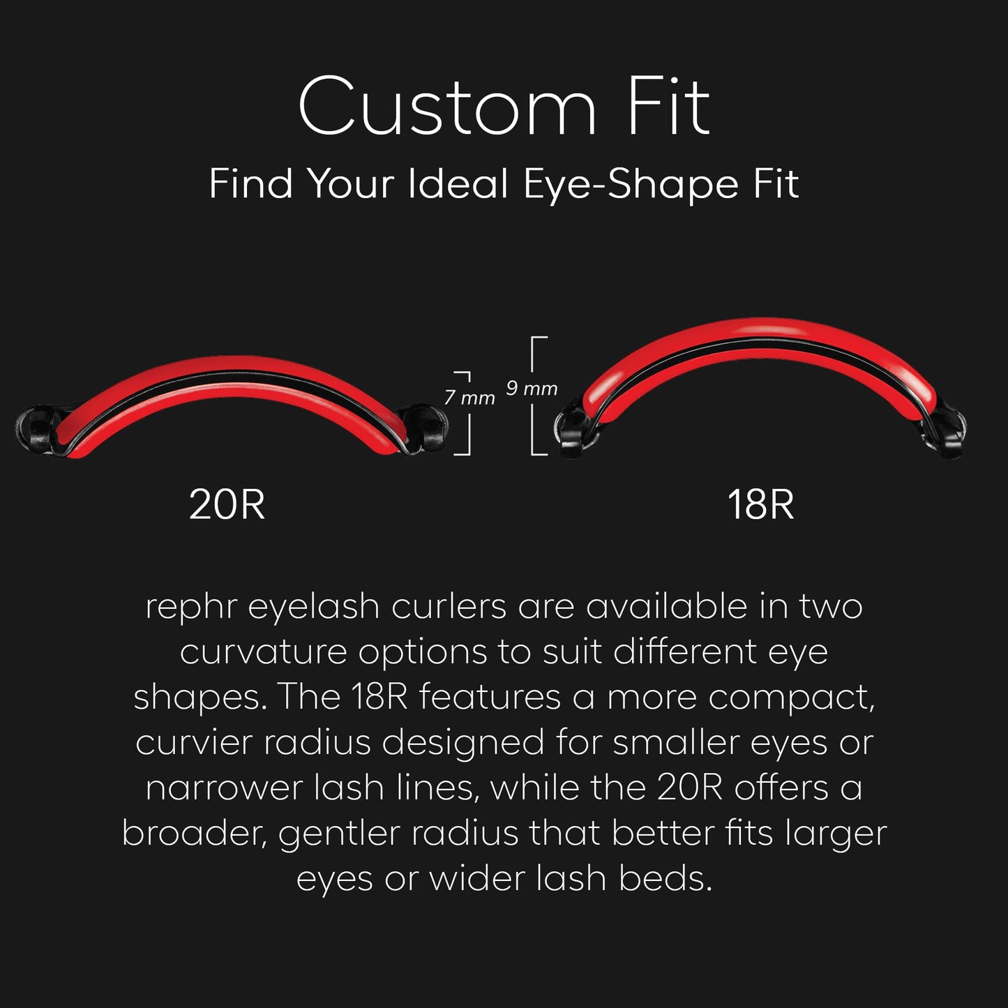 rephr 20R Wide & Flat Eyelash Curler, Double-Barrel Design with 5 Refill Pads, New Improved Durable Coating, Curvature for Universal Eye Shapes