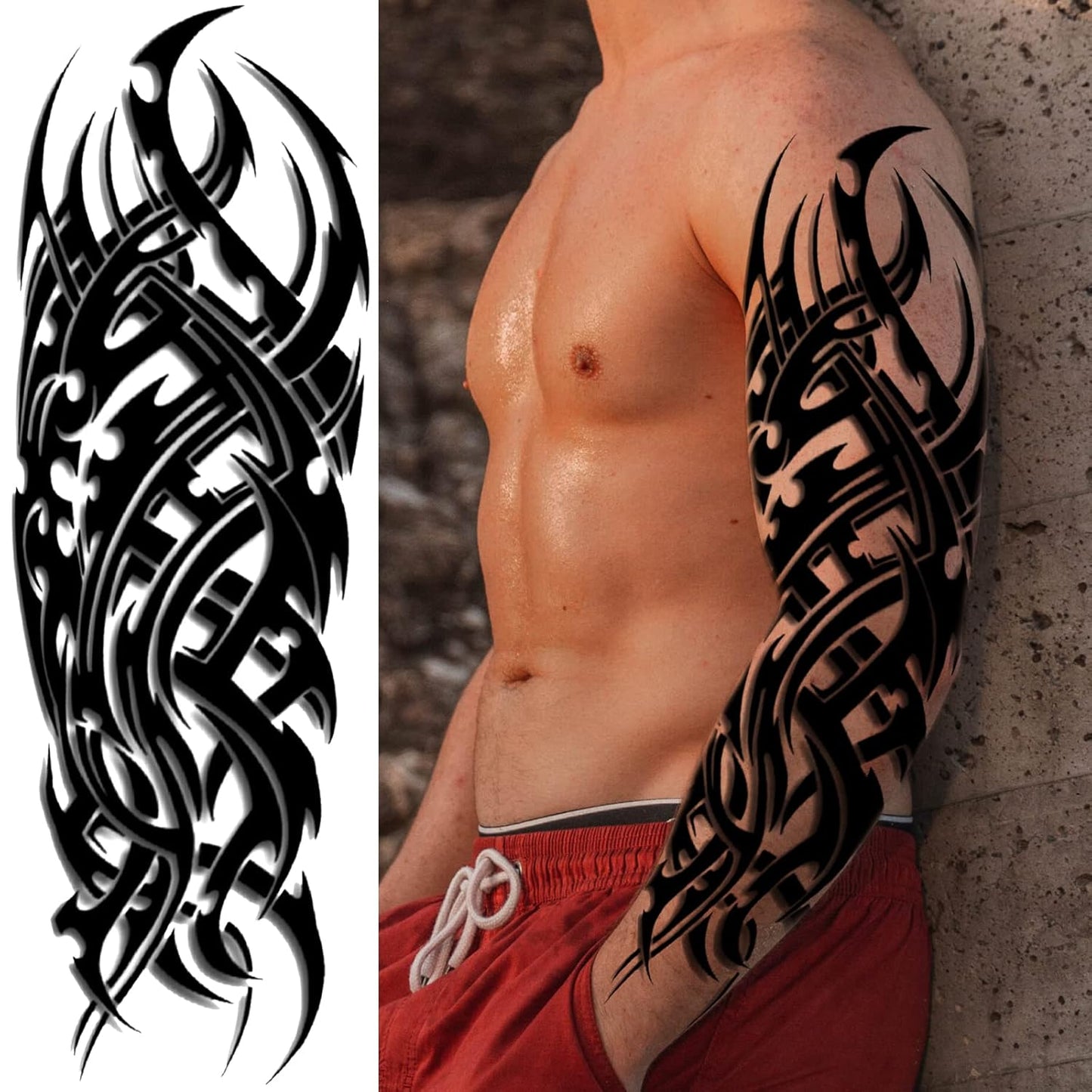 Tribal Temporary Tattoo Sleeves - Full Arm Polynesian & Maori Designs | 6-Sheet Set for Men & Women