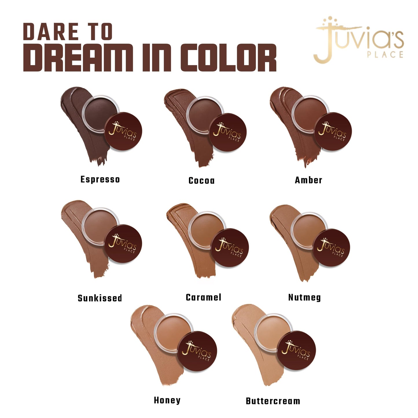 Juvia's Place Bronzed Cream Bronzer - Caramel - Smooth Cream Bronzer Pot for Sun-Kissed Glow & Warmth, Buildable & Blendable Makeup Contour with Long-Lasting Matte Shimmer Finish, Highly Pigmented