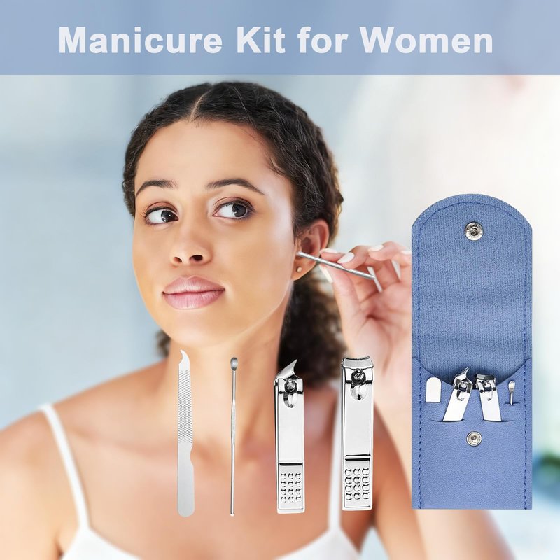 24 Sets Travel Manicure Set Professional Nail Clipper Kit Bulk,4 in 1 Adult Stainless Steel Travel Manicure Kit with Case Individually Wrapped Nail Clippers Bulk for Homeless,Hotel,Charity(4 Colors)