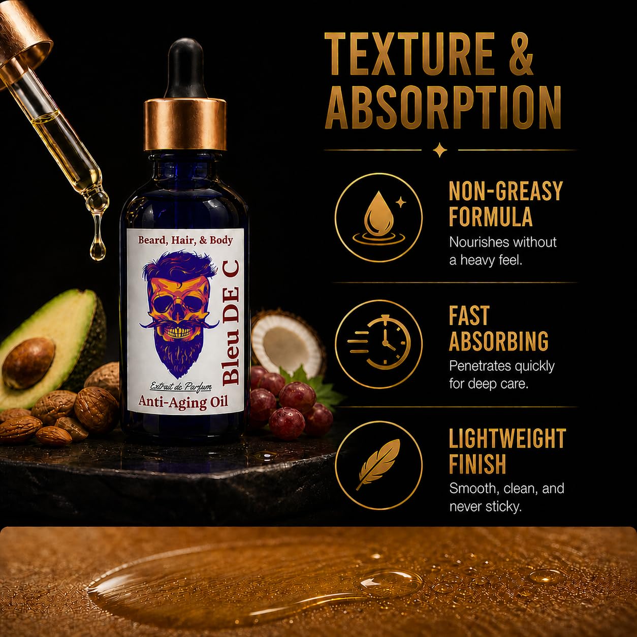 Frank SCENTS 2oz Bleu DE C| Scented Beard Oils For All Men, Beard Growth and Conditioner | Dry Flaky Dandruff skin | Oily Skin | 11 Natural Anti-Aging Oils