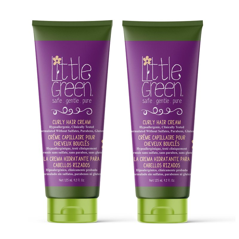 Little Green Kids Curly Hair Cream, Anti Frizz Curl Defining Cream, Kids Curly Hair Products, Pack of 2, 4.2oz