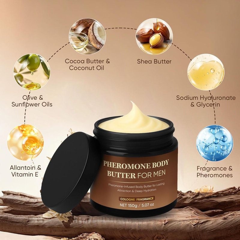 Pheromone Body Butter for Men - Moisturizing Cologne Cream with Shea & Cocoa Butter | 5oz