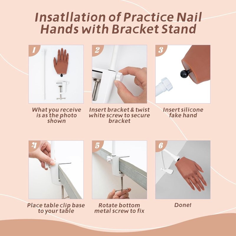 Acrylic Nail Practice Hand - Flexible Silicone Kit for Beginners | Bendable Fingers & Nail Art Supplies