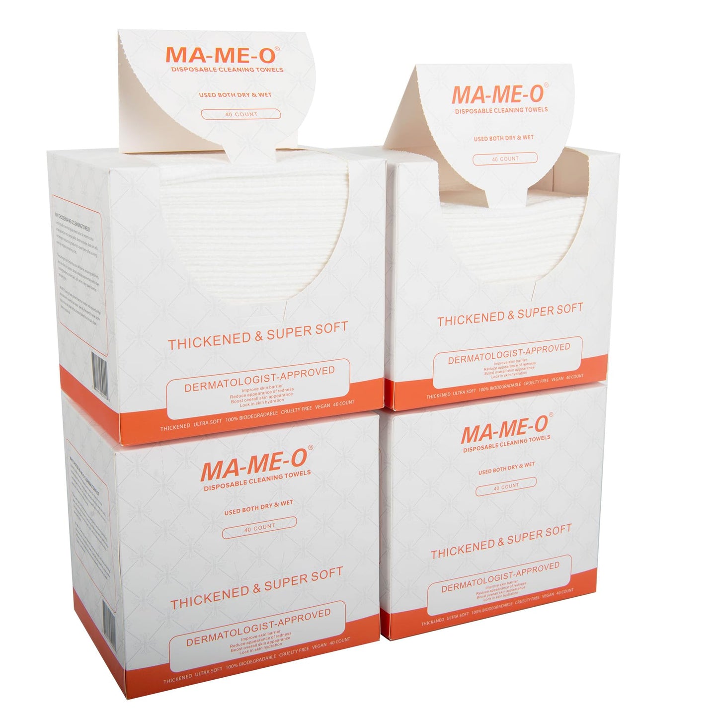 MAMEO Ultra Thick Disposable Face Towels XL, Lint-Free Facial Wipes for Makeup Removal & Gentle Skin Care,Household Essentials,160 Count（4 Pack）