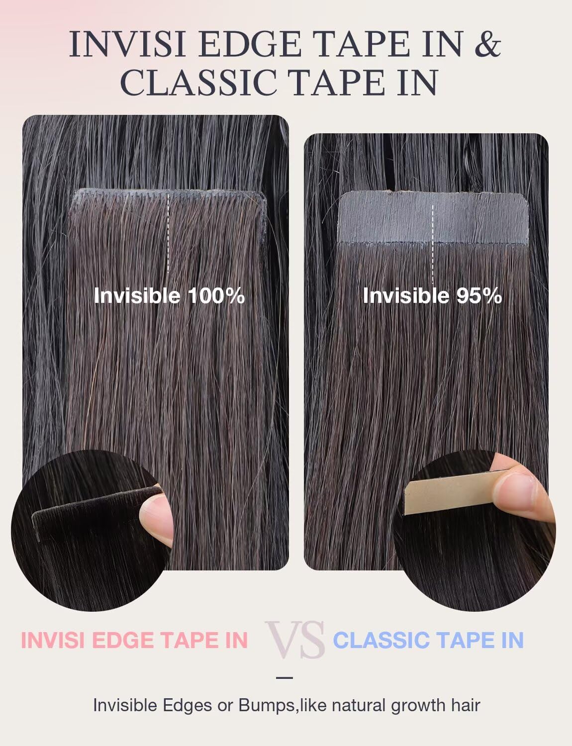 Invisible Tape In Human Hair Extensions - Dark Brown to Chestnut Brown | 10pcs, 16 Inch, Straight