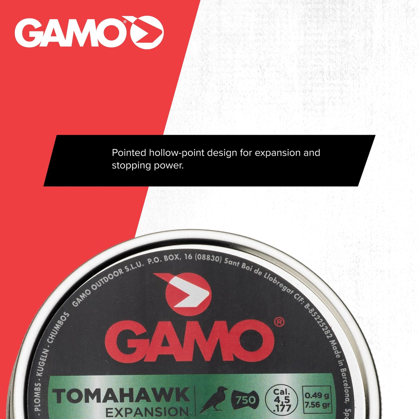 Gamo Tomahawk Hollow Point .177 Caliber Pellets - 7.56 Grain - 750 Count