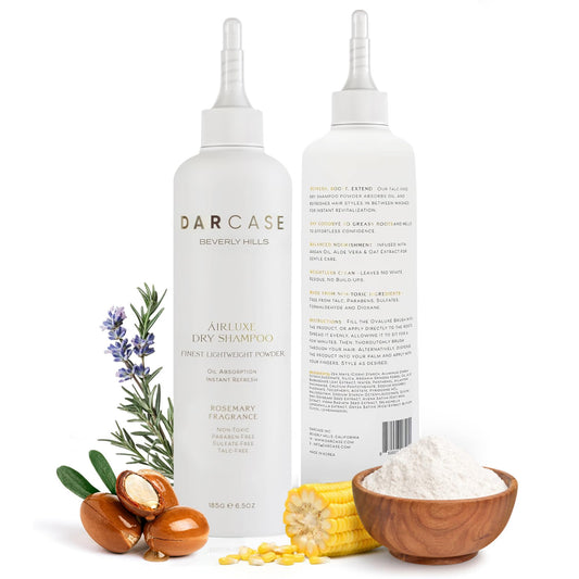 DARCASE Premium Powder Dry Shampoo for Women - Talc Free & Non Aerosol Dry Shampoo Powder for Women & Men - Non Toxic, Absorbs Oil and Safe for All Hair Types - 6.5oz - Rosemary