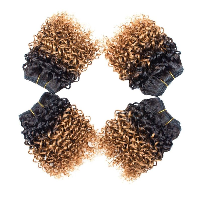 Curly Bundles Human Hair Kinky Curly Human Hair Ombre Brazilian Virgin Hair Bundles Short Curly 4 Bundles