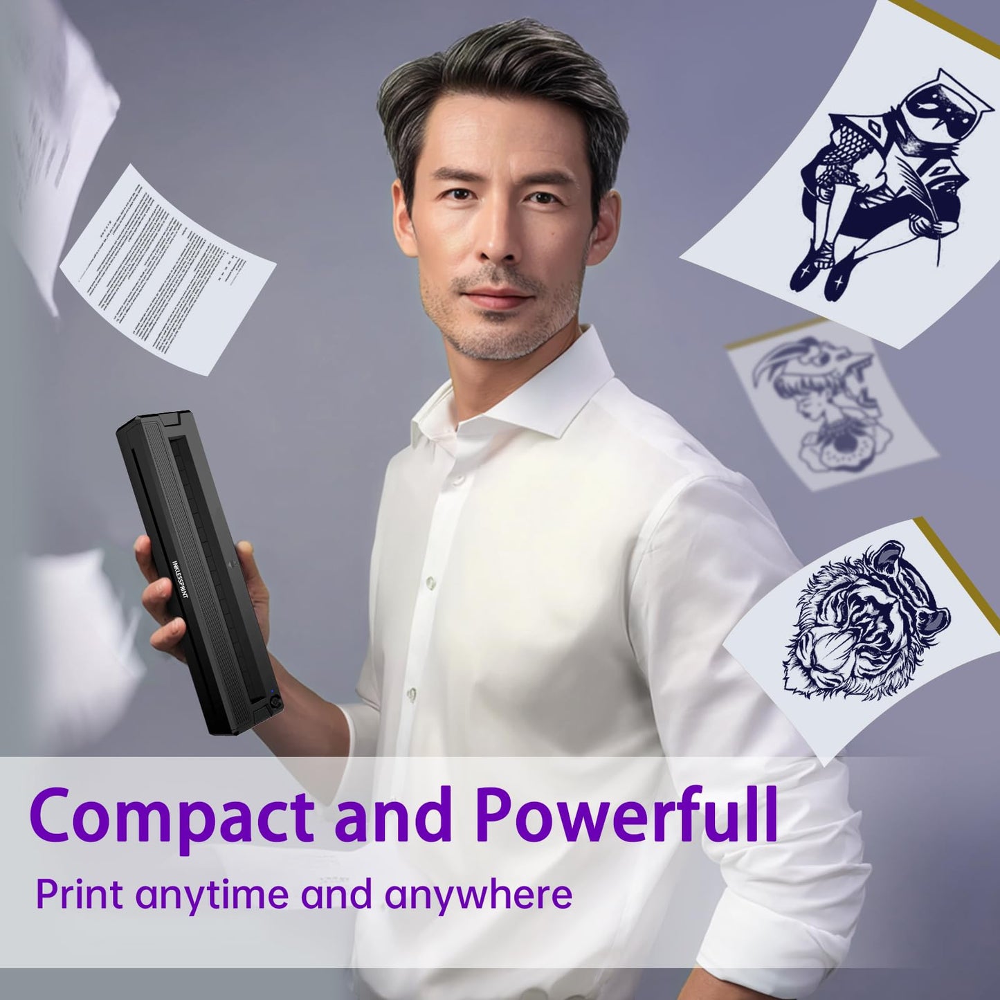 INKLESSPRINT Tattoo Stencil Printer Machine, Portable Tattoo Transfer Printer for Tattoo Artists & Enthusiasts, Support Smartphone,PC, Android, iOS, Windows,Mac.Grey