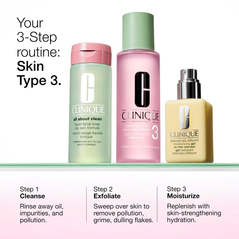 Clinique 3-Step Clarifying Lotion Face Exfoliator 3 | T oner With Witch Hazel + Salicylic Acid | For Combination Oily Skin Types, 16.5 Fl Oz