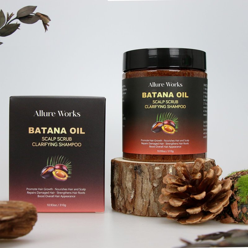 Exfoliating Scalp Scrub Clarifying Shampoo with Batana Oil & Rosemary for Dandruff, Buildup, Oily or Itchy Scalp, and Thinning Hair – Natural Scalp Cleansing Shampoo for Men and Women – 310g
