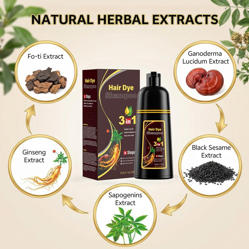 JUANCHI Dark Brown Hair Dye Shampoo 3 in1, Dark Brown Shampoo Hair Dye for Gray Coverage, Hair Color for Women Men, Herbal Formula, Lasts 30 Days, 500ml (16.90 oz)