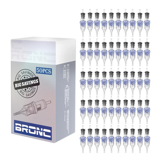 BRONC 50PCS Tattoo Cartridge Needles 1011RM - 11RM #10 Bugpin 0.30mm 11 Curved Magnum Disposable Tattoo Needles for Rotary Tattoo Machines