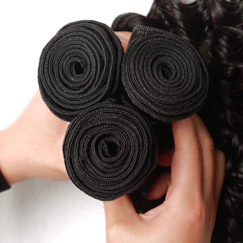 Cranberry Hair Deep Wave Bundles Human Hair Brazilian Virgin Deep Curly Weave Virgin Hair Bundle Deep Wave One Bundle 22 Inch Wet and Wave Hair Extensions for Women Nature Black