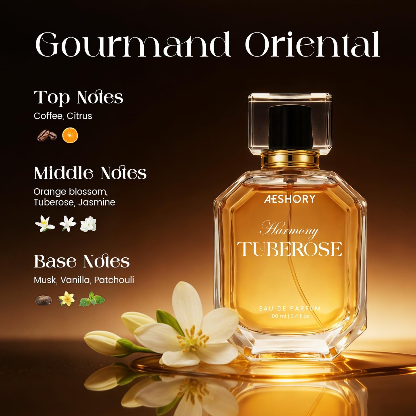 Luxury Women's Eau De Parfum Spray, 100 ML 3.4 Fl OZ, Unique Romantic Gourmand Long lasting Fragrance, Vanilla Musk Perfume Vegan Essentials Oils Notes, A Captivating Scent Feminine Gifts for Women