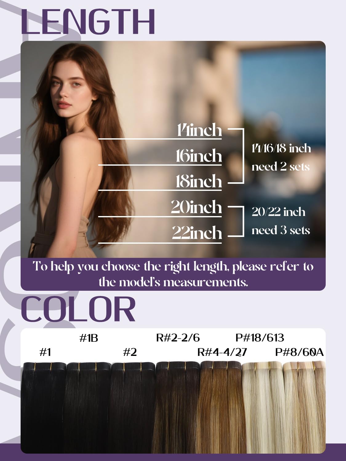 Anrosa Long Weft Tape Weft Hair Extensions 16 Inch Dark Brown Wide Seamless Tape in Hair Extensions Human Hair for Women 50G DIY Width 31.5" (80cm)