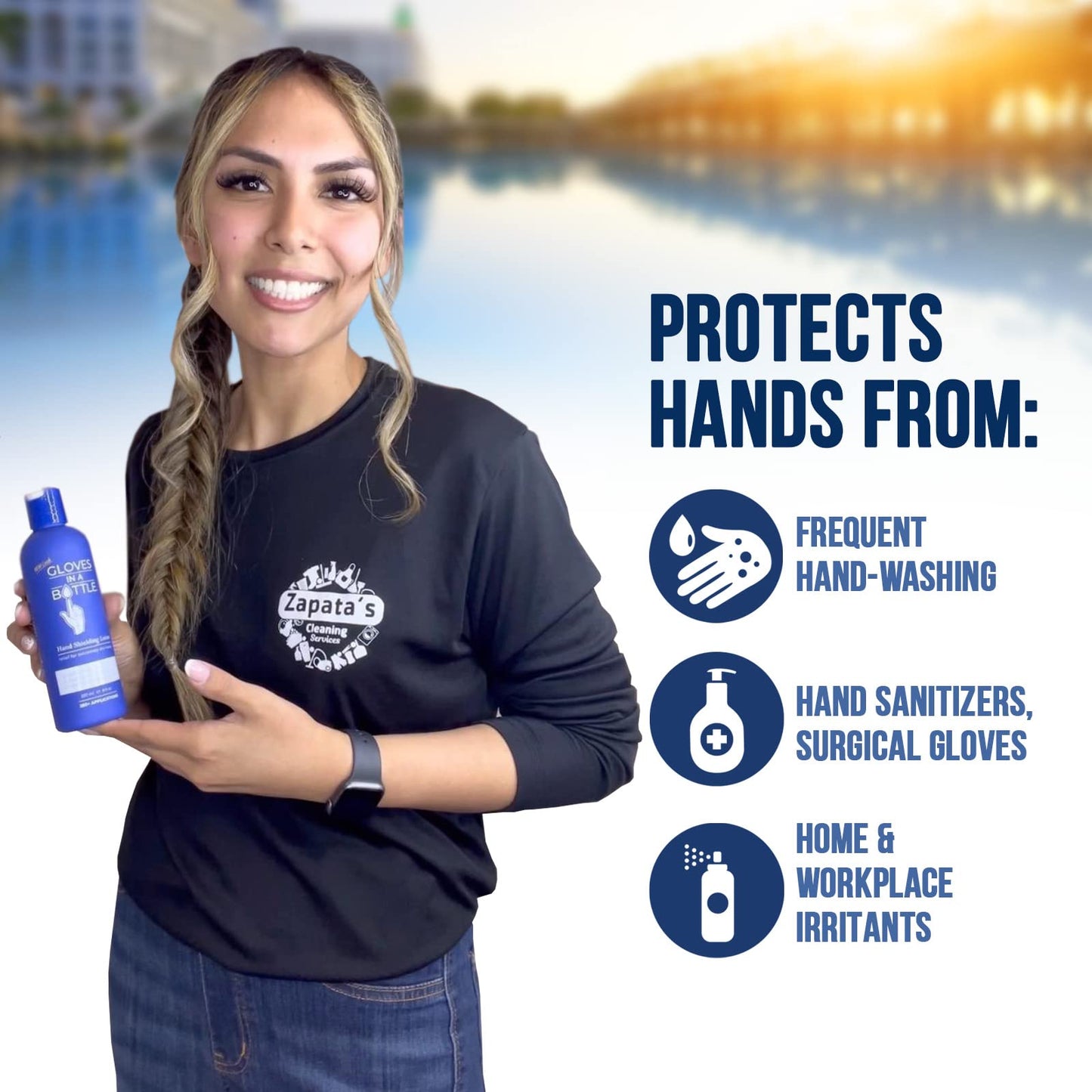 Gloves In A Bottle Shielding Lotion for Nurses & Healthcare Workers – Non-Greasy Protective Barrier Lotion for Dry, Cracked Hands | Water-Resistant Moisturizer | 2 oz & 8 oz Pump