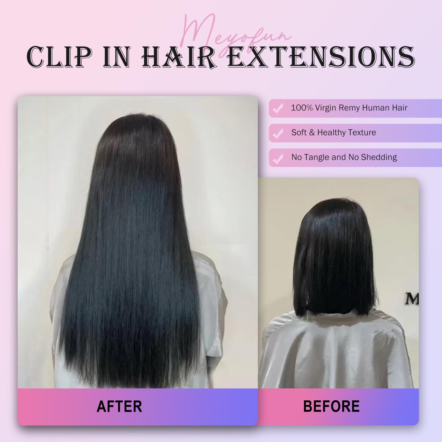 MEYOFUN Dark Brown Clip in Hair Extensions, 14 Inch 75g, 2 Dark Brown Hair Extensions Real Human Hair, Invisible Seamless Remy Human Hair Clip Extensions for Women 8pcs Per Set with Double Weft