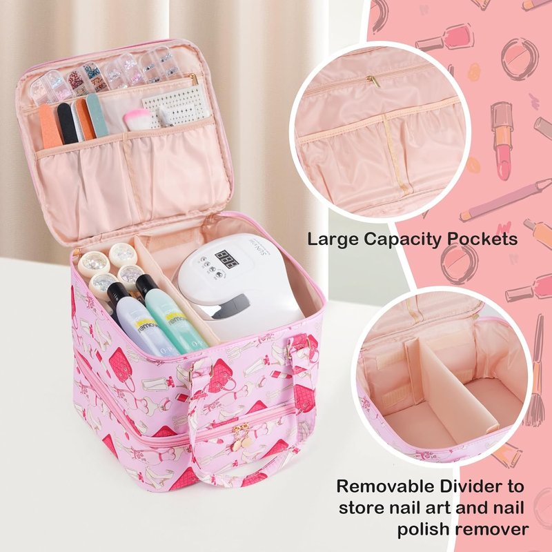 Lipstick Nail Polish Organizer Bag - Holds 42 Bottles | Perfect for Teen Girls & Nail Techs