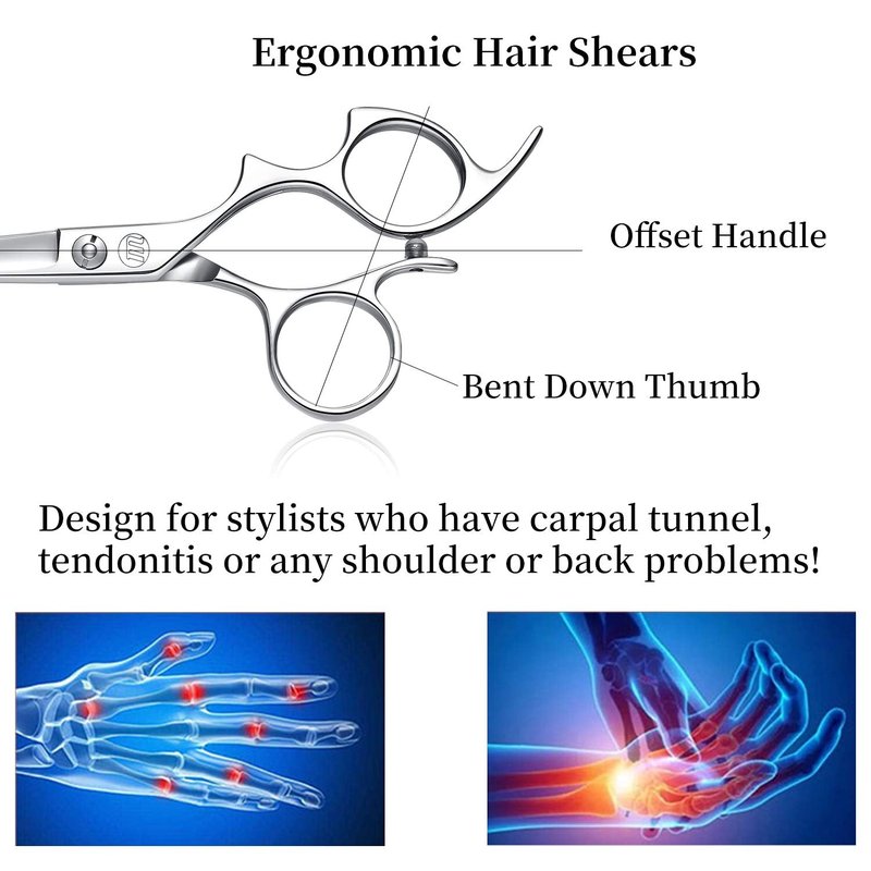Moontay 5.5" Hair Cutting Shears Set with Large Finger Holes, Professional Barber Stylist Thinning Shears, Salon Hair Cutting Scissors, 440C Japanese Stainless Steel, Silver