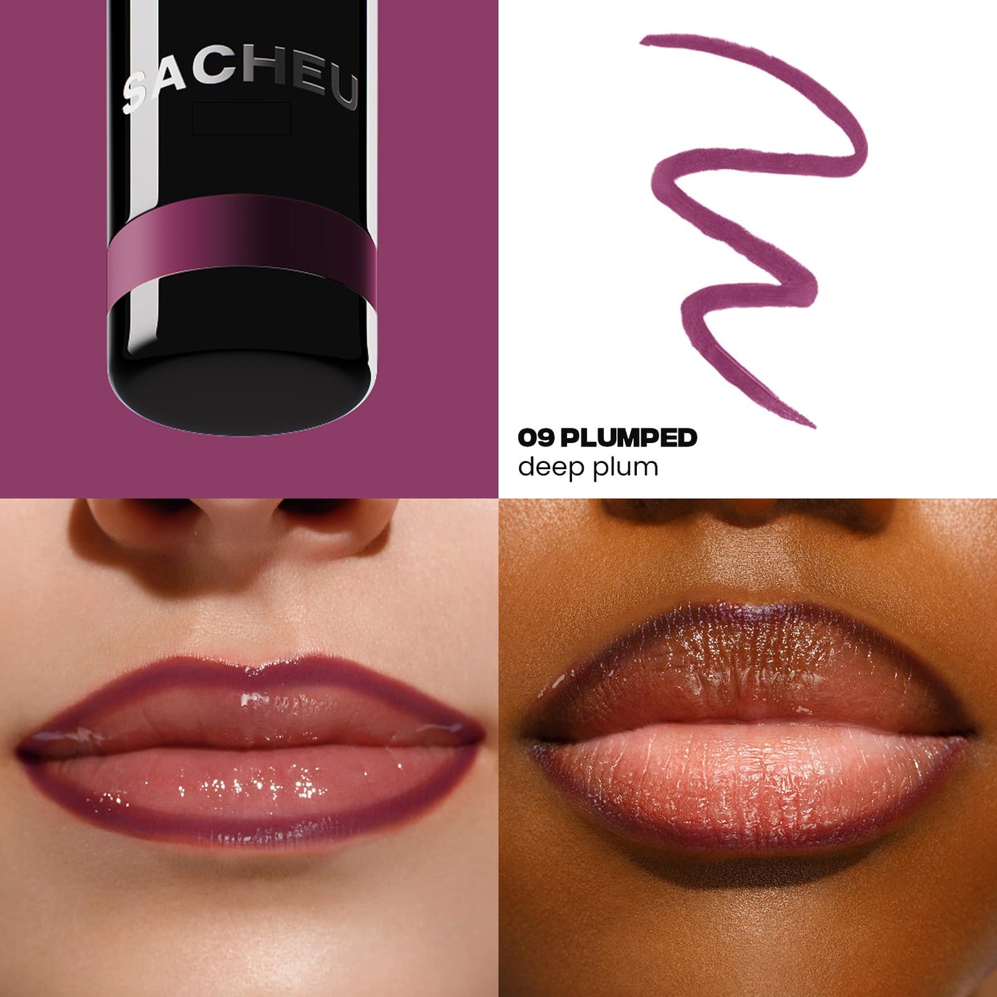 Sacheu Blushberry Bundle — High Pigment, Buildable, Long Lasting Luminous Glow in a Lightweight, Dewy Finish — Includes Lip Liner, Lip Elixir, & Cheek STAY-N