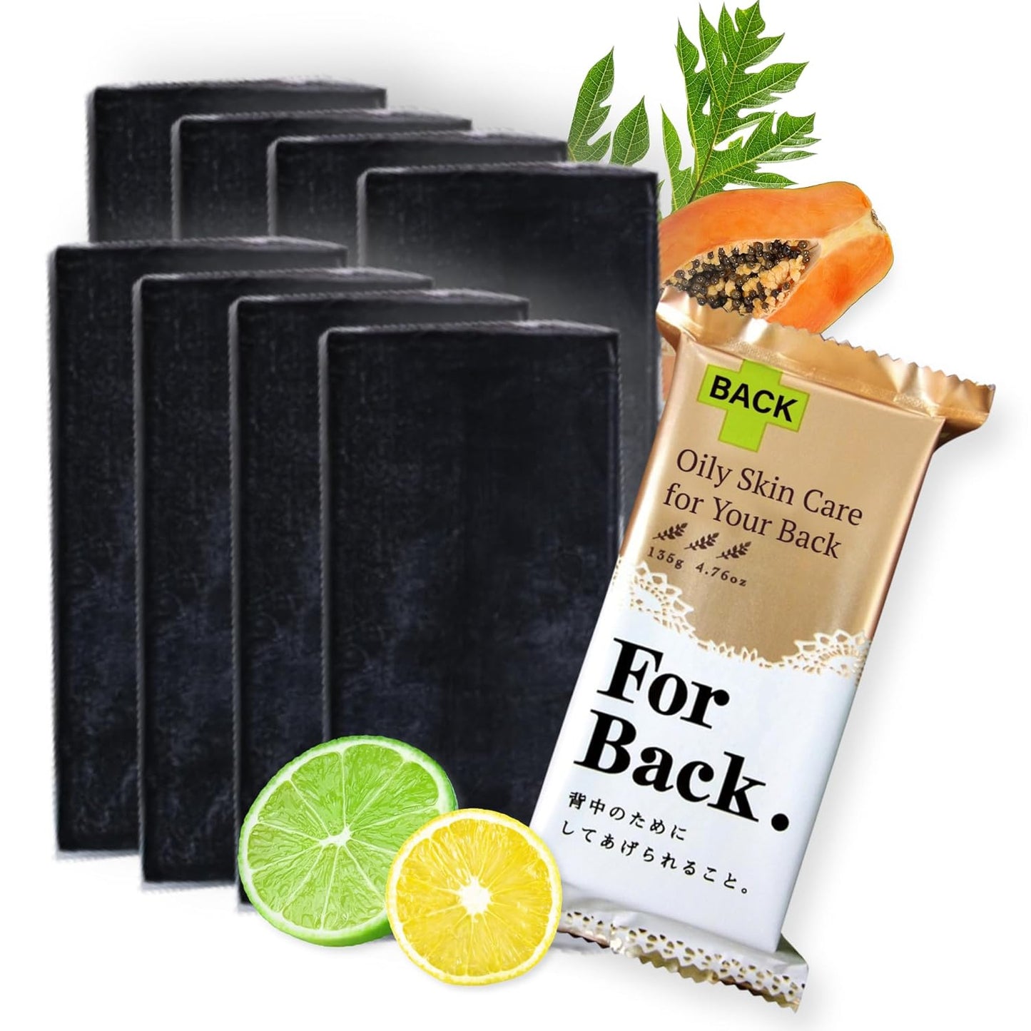Charcoal Soap Bar for Acne-Prone Skin - Natural Papaya Enzyme, 4.8 Oz | Black Soap for Men & Women