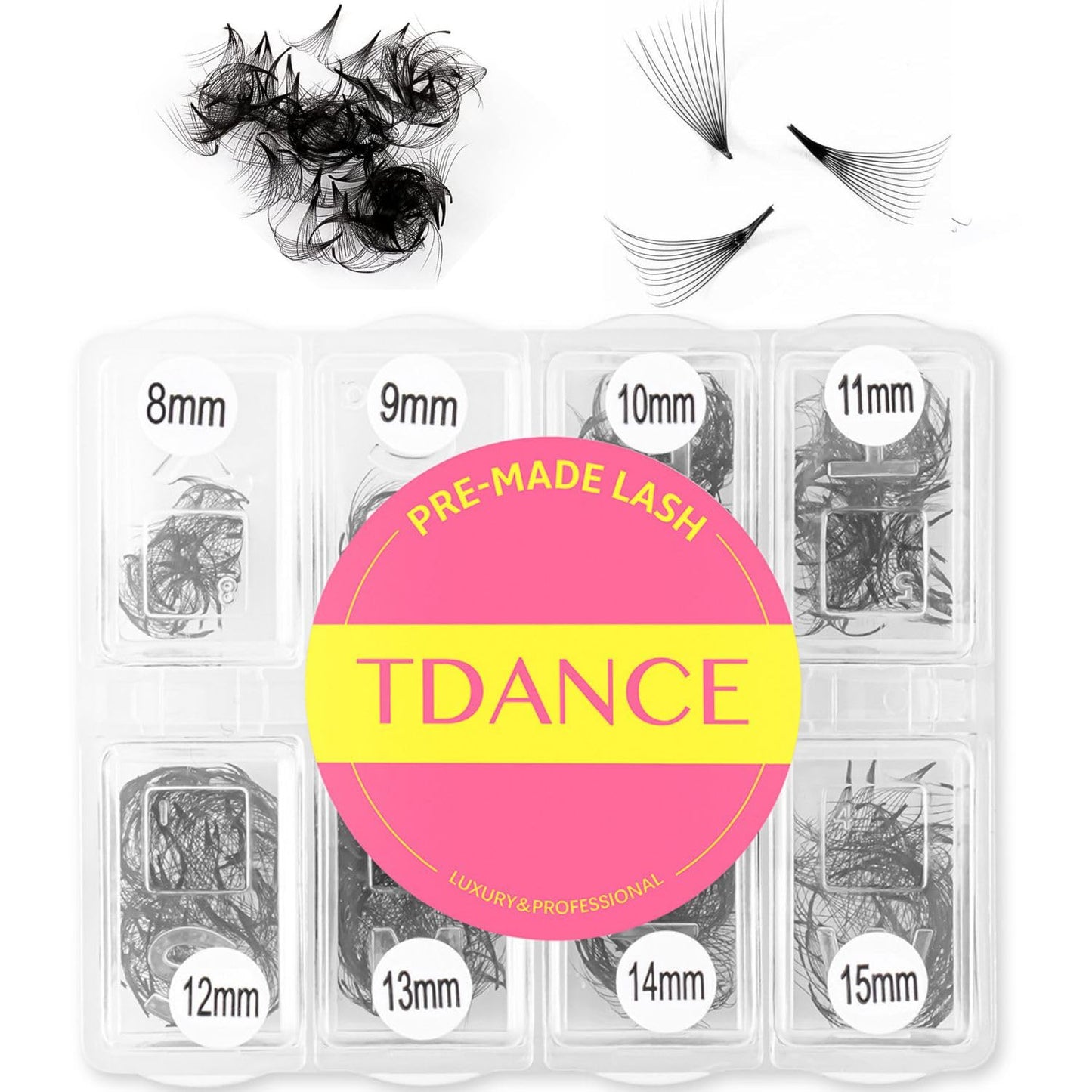 TDANCE 600 Fans Premade Fans Eyelash Extensions Natural & Volume Mixed Length Premade Lash Fans 5D-24D Handmade Promades Eyelash Fans C/D Curl Loose Fans(600-12D-0.03-C-8-15mm)
