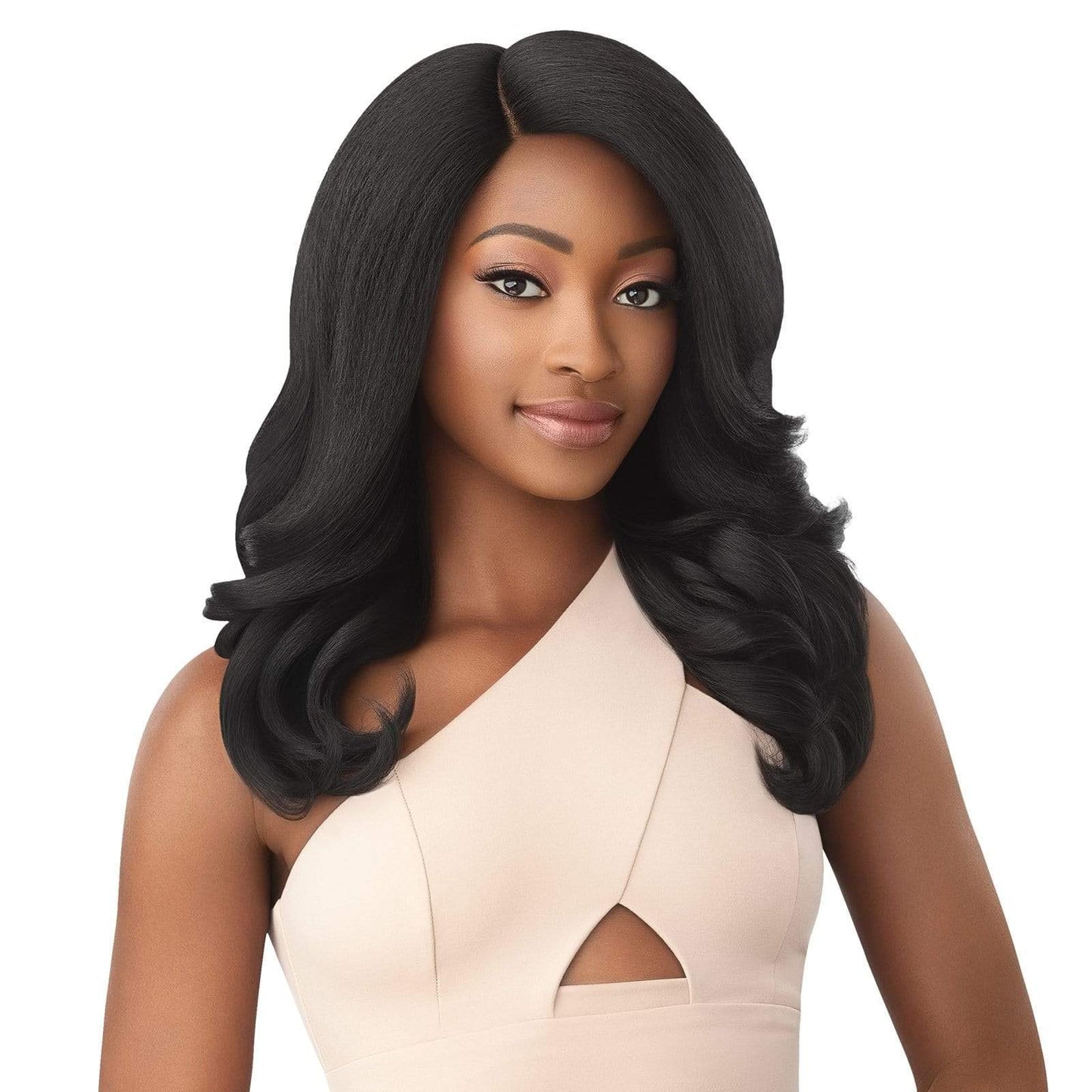 Outre Soft & Natural Synthetic Lace Front Wig - NEESHA 209 (1B Off Black)