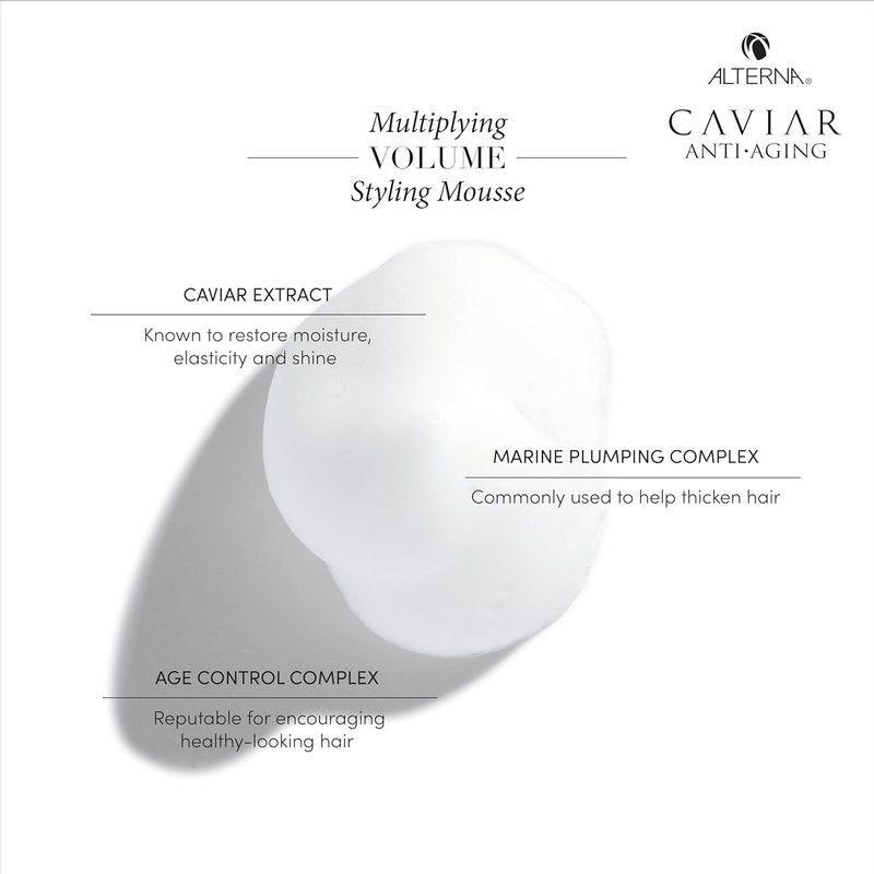 Alterna Haircare CAVIAR Anti-Aging Volume Styling Mousse - Medium Hold for Fine Hair | 8.2 Fl Oz