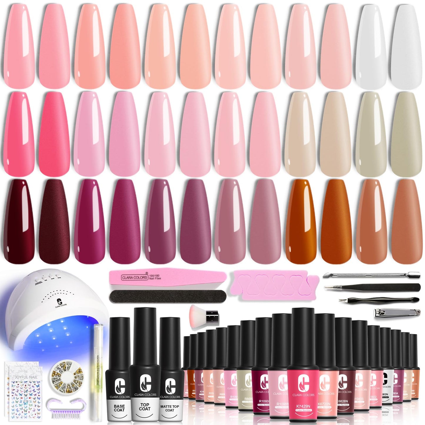 Clara Colors Gel Polish Glow In The Dark Liner Set, 12 Colors Luminous Drawing Painting, Thin Nail Art Brush for Swirl Nails Design, Soak Off UV Led