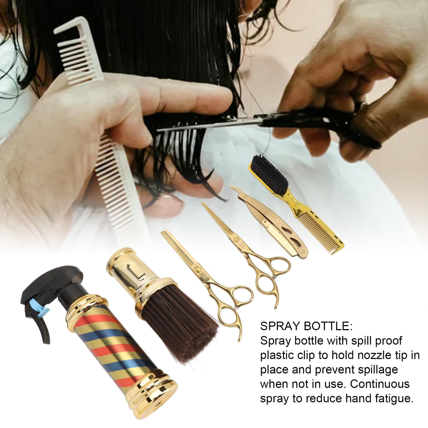 6pcs Hair Cutting Scissors Kit, Salon Haircut Scissors Barber Shears Set with Cutting Thinning Scissors Comb Spray Bottle, Hairdressing Shears Set for Men Women at Home or Salon, Wholesale Business