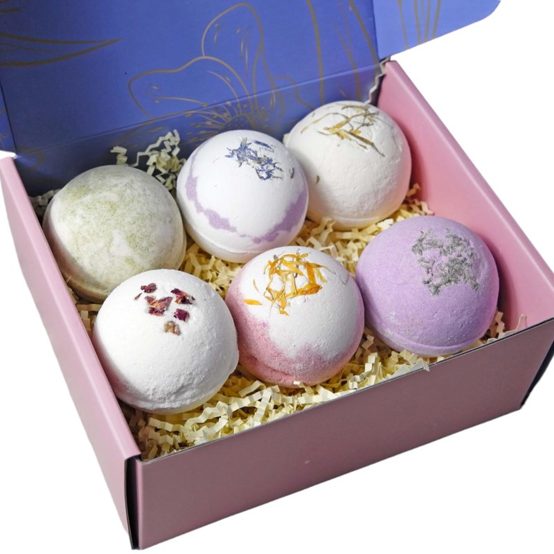 Handmade Bath Bombs Gift Set 6 Pack, Scented with Essential Oils, Spa Gift for Women