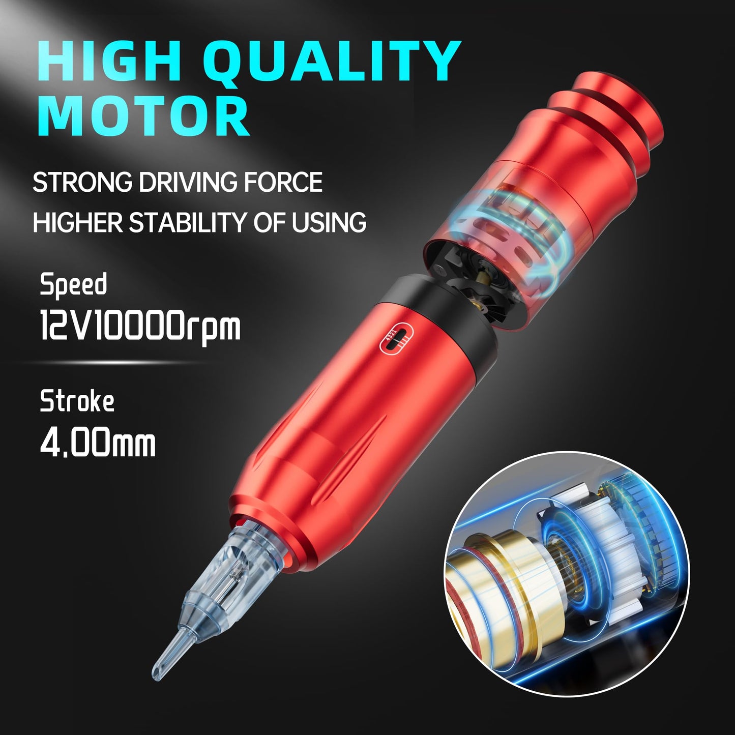 MIHERT Tattoo Gun Kit with Wireless Rotary Tattoo Machine, 1500mAh Battery, 20 Tattoo Cartridge Needles, 7 Tattoo Inks, Tattoo pen for Beginners and Professionals (Red)