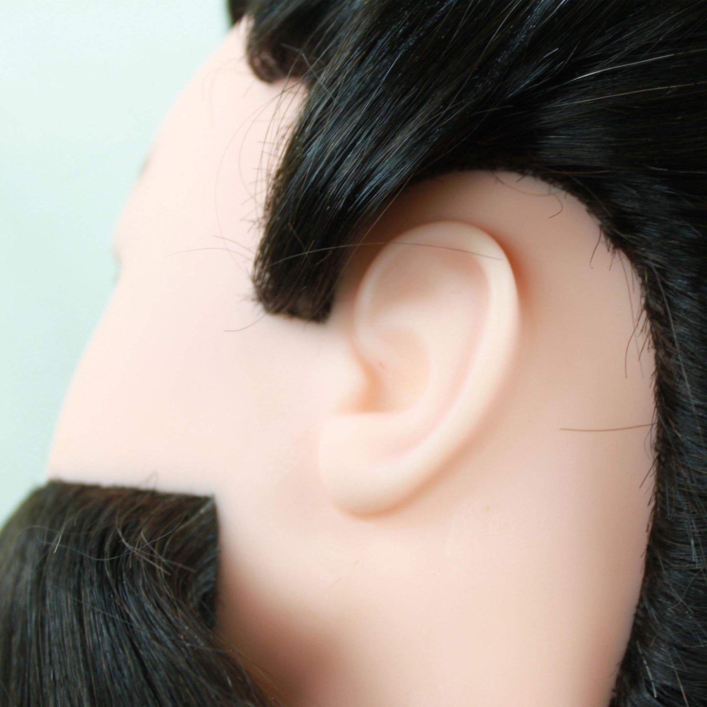 Man Male Mannequin Manikin 100% Human Hair Hairdresser Training Head With Beard Cosmetology Doll (Table Clamp Stand + Free Clips Included) (15" Male Human Hair, Dark Brown)