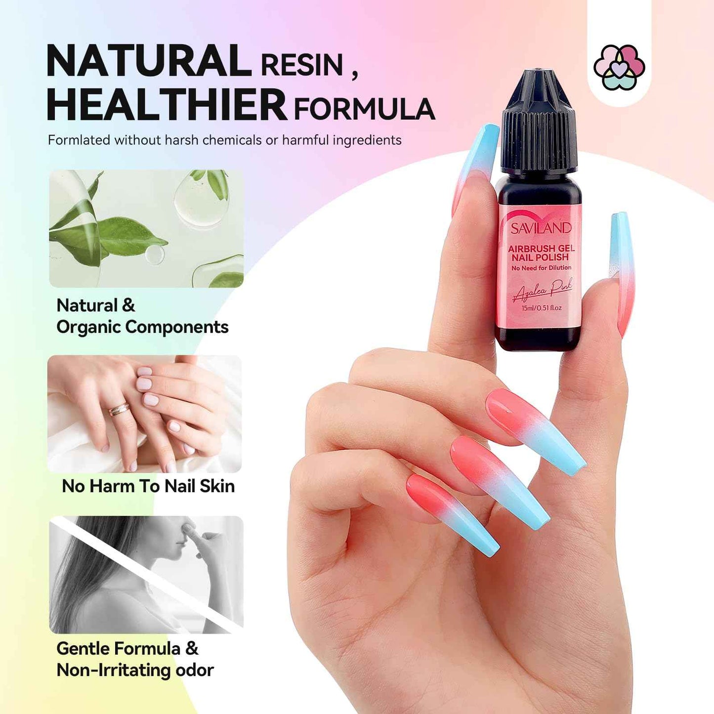 SAVILAND Airbrush Gel Nail Polish: 36 Colors No Need for Dilution Gel Polish Airbrush Paint for Nail Diluted High Pigmented for Acrylic French Gradients Cat Eye Paint Home Salon DIY Christmas Gift