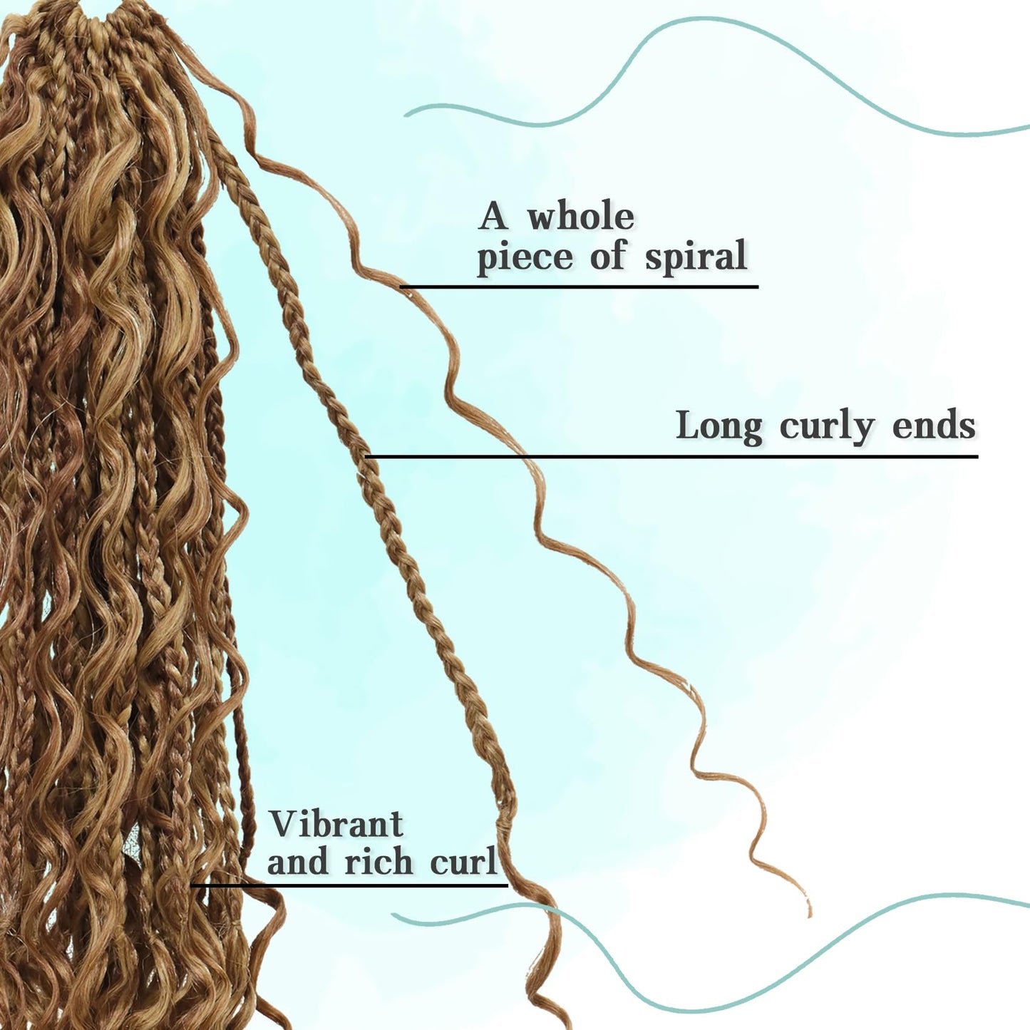 Goddess Bohemian Box Braids Crochet Hair - 18 Inch Crochet Braids with Curly Ends, 7 Packs Synthetic Braiding Hair Extensions for Black Women, M33/30/27