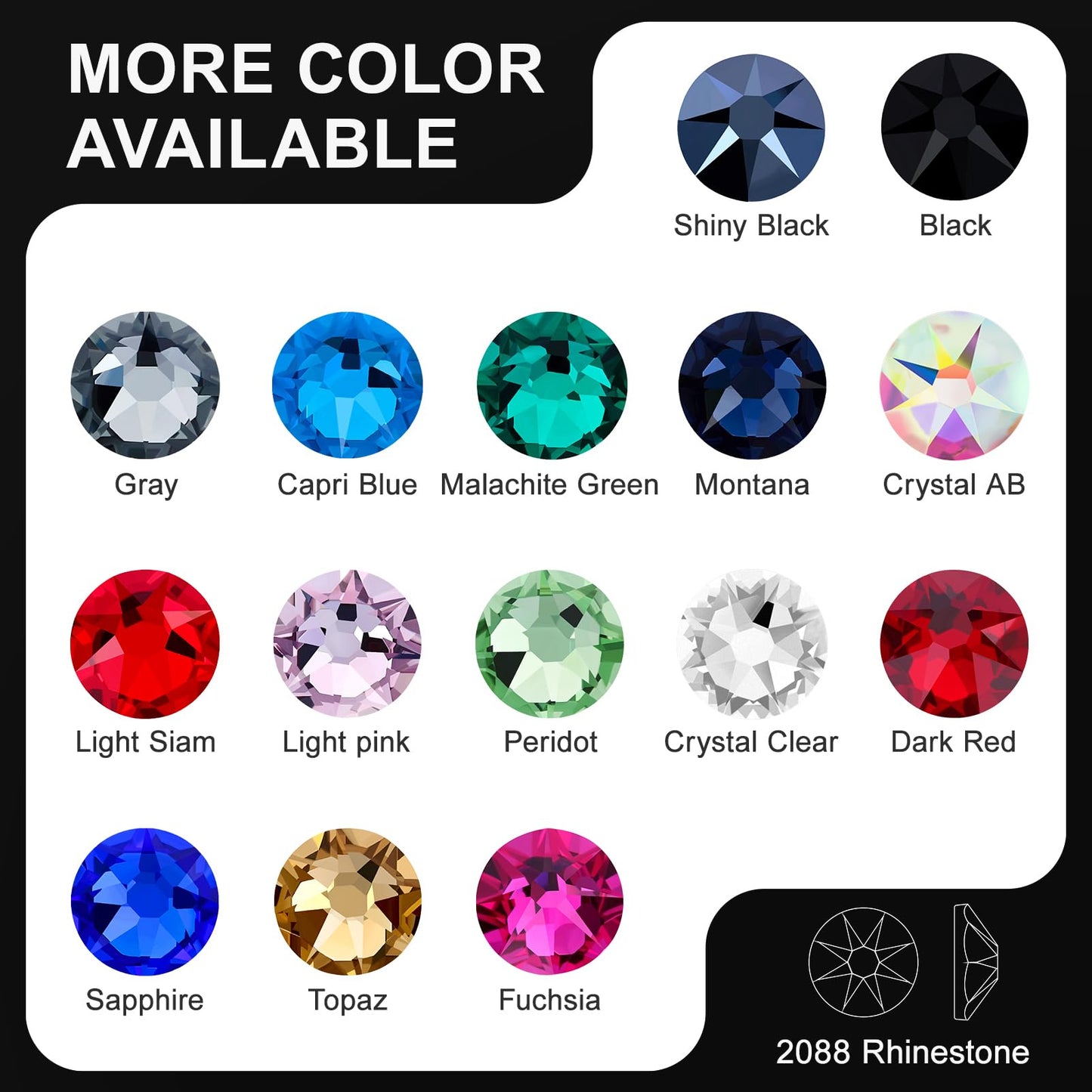 Novani Hotfix Rhinestones 1440pcs Fuchsia Round Iron on Rhinestone Style 2088 Sparkly Crystal Gemstones for Fabric and Crafting, SS20 (4.6-4.8mm)