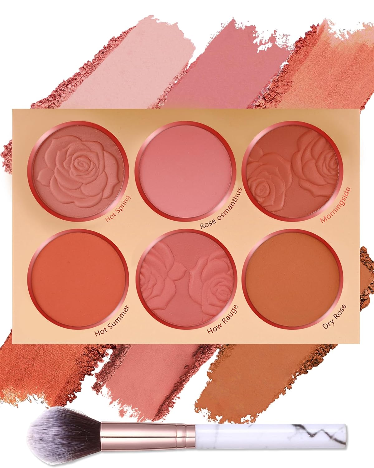 Matte Face Blush Palette - 6 Color High Pigment Mineral Blusher for Cheeks | Long-Lasting Makeup Gift for Women