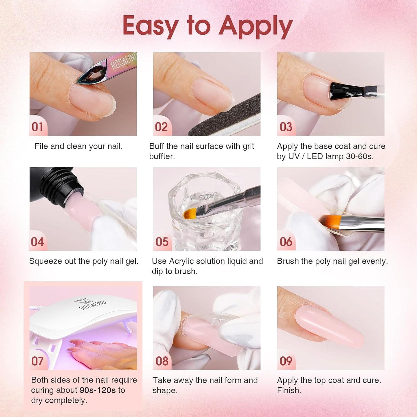 Poly Nail Gel Kit - 20 Colors & 76 Accessories | Clear Nude Starter Kit with Mini UV Lamp