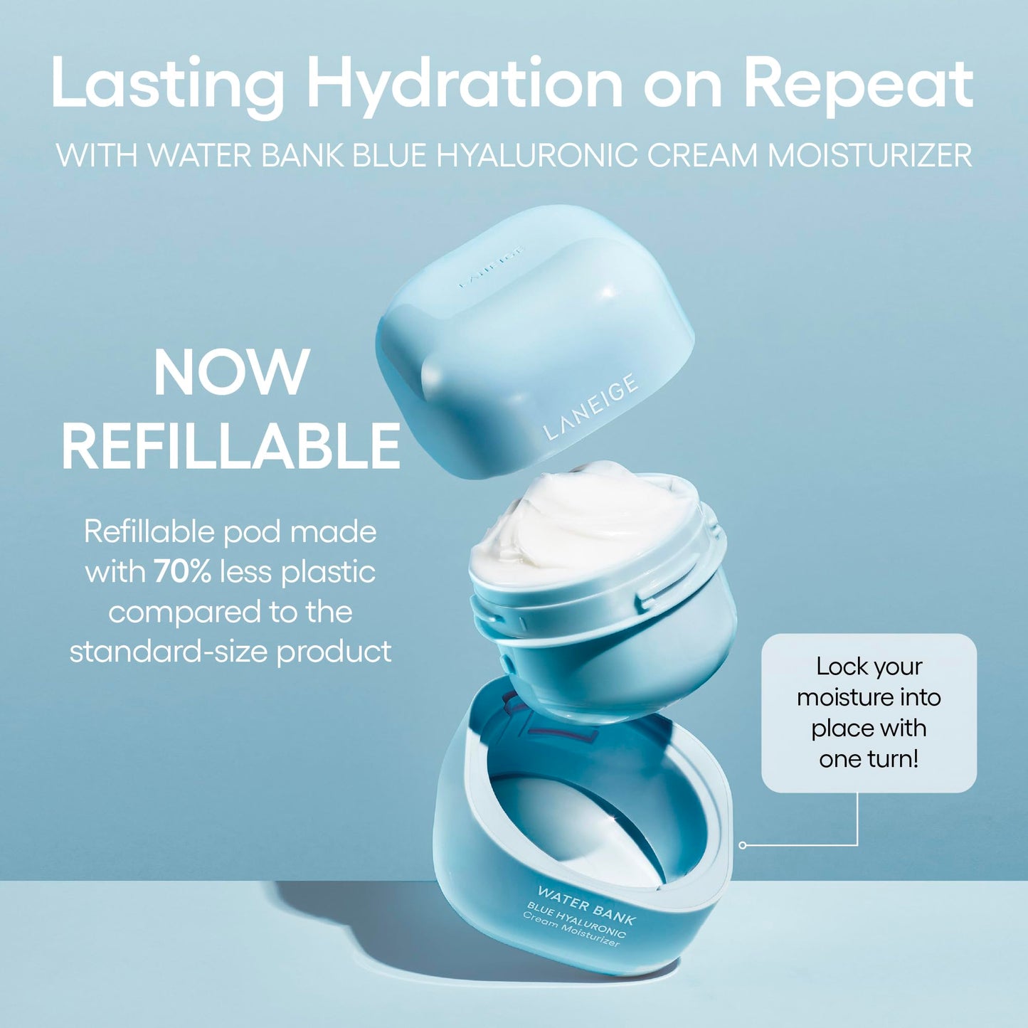 LANEIGE Water Cream Duo Set: Hyaluronic Acid, Barrier-Boosting Hydration, Full Sized, Travel Sized