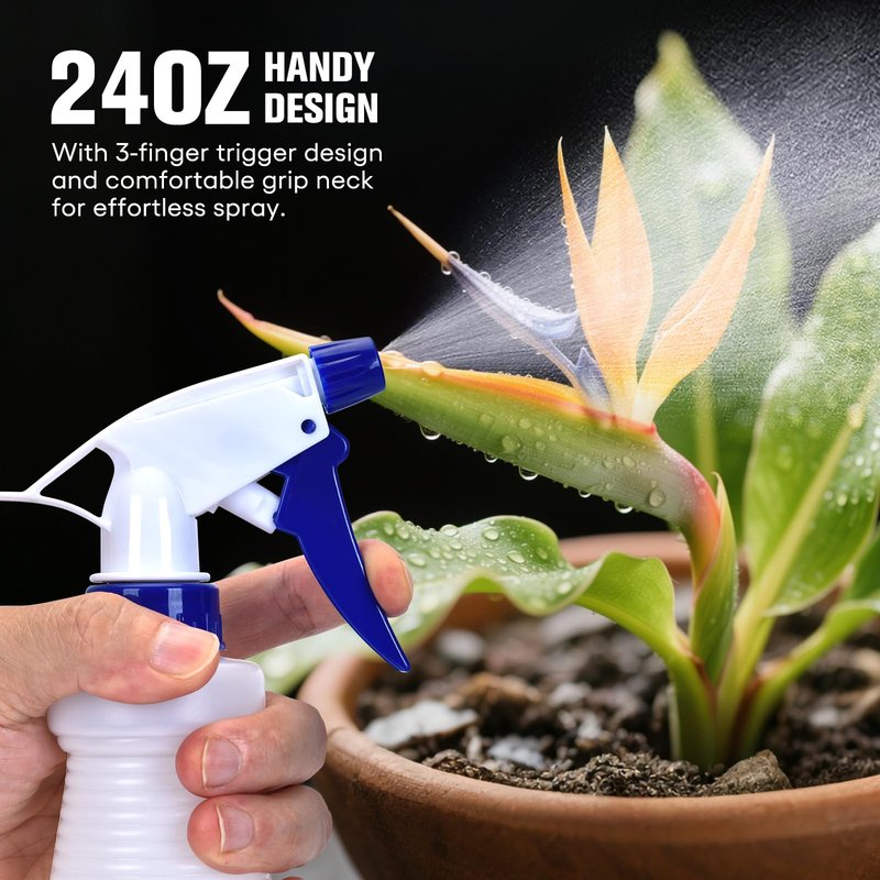 Matthew Cleaning 24 oz Empty Spray Bottles for Cleaning Solutions, All-Purpose HDPE Plastic Spray Bottle for Plants, Detailing, Pet, Hair, Adjustable Nozzle and Measurement, 2 Pack