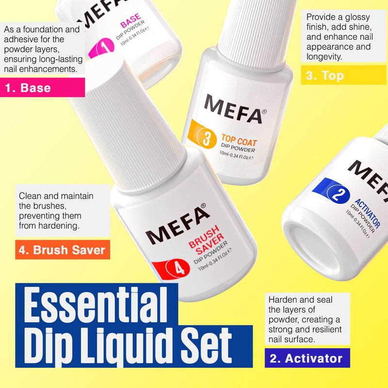 MEFA Dip Powder Nail Kit - 32 Vibrant Colors for Spring & Summer | Hot Pink, Pastel Violet, Neon Orange, Glitter & Shimmery Finishes