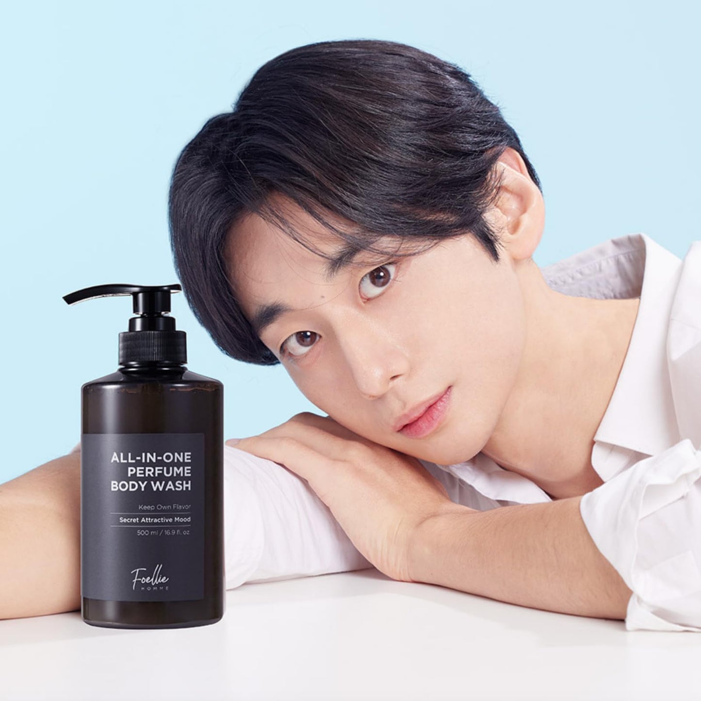 Foellie Homme All-In-One Perfume Body Wash 500ml, Fragrances Cleanser for Men
