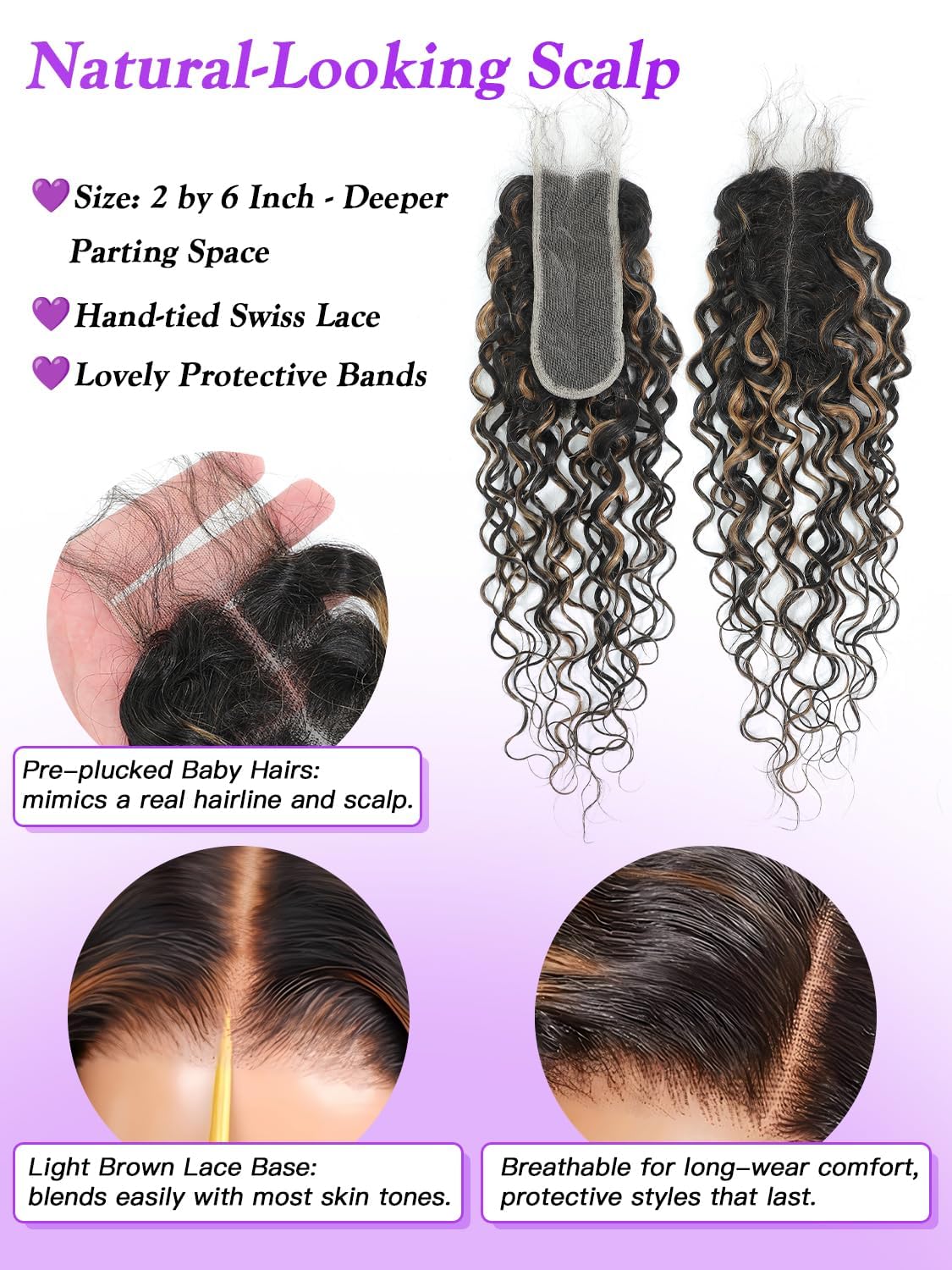 Water Wave 1B/Burgundy Red Highlight Skunk Stripe Human Hair Bundle 12 Inch